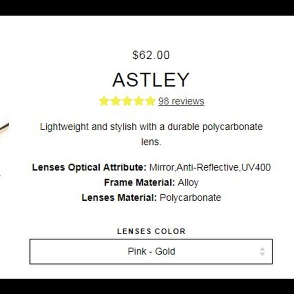 Abella Astley Pink Mirrored Aviatior sunglasses - Picture 2 of 5